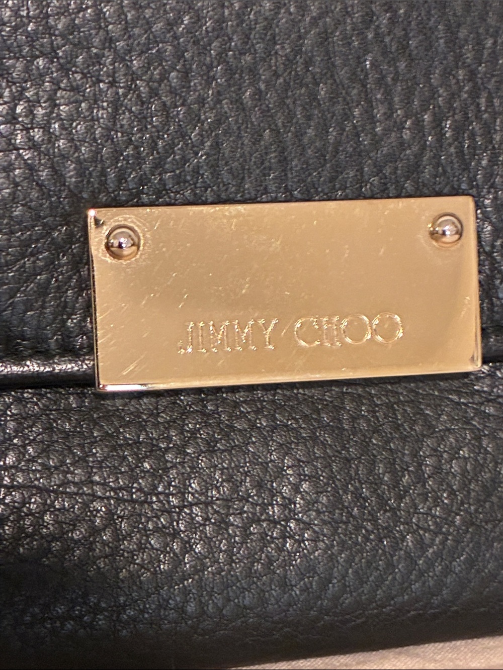 Jimmy Choo Black Leather Clutch with Gold Plate - Picture 5 of 10